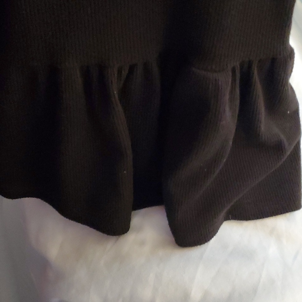 AUW Womens Black Long Sleeve Mini Dress Stretch Material with Bottom Ruffle - Picture 11 of 11
